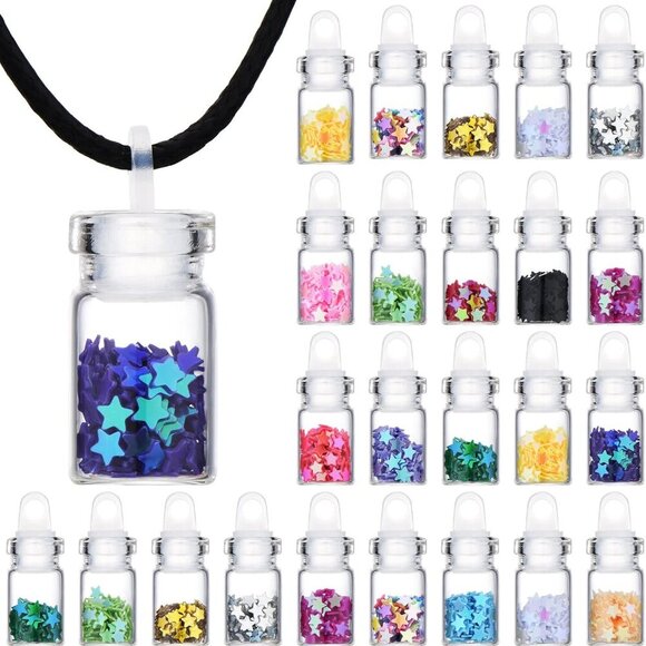 Other - Pixie Necklaces Confetti Dust Bottles Mini Glass Bottle Necklace Wish Glass Jar